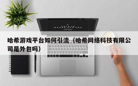 哈希游戏平台如何引流（哈希网络科技有限公司是外包吗）